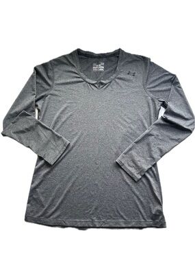Under Armour Performance Heatgear Fitted Tech Top Long Sleeve Charcoal Large